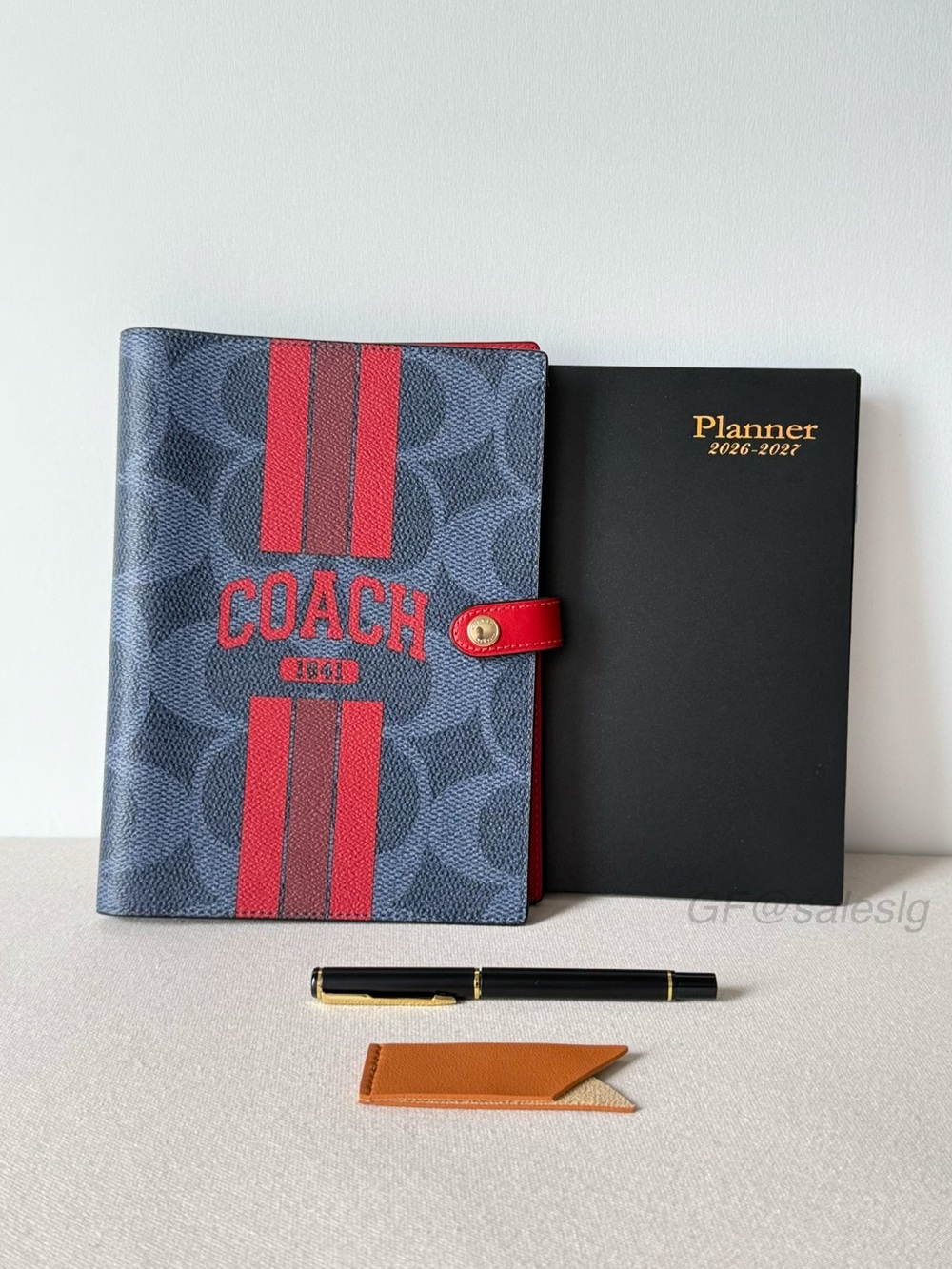NWT Coach Signature Notebook Blue / Bold Red CBL05 W/ 2026-2027 Planner Bundle